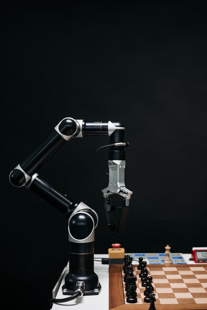 contact-img A robotic arm strategically playing chess, symbolizing AI innovation.